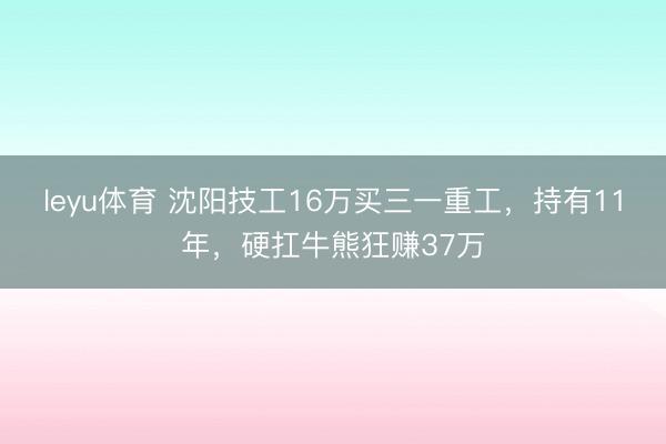leyu体育 沈阳技工16万买三一重工，持有11年，硬扛牛熊狂赚37万