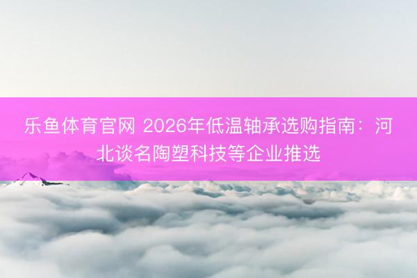 乐鱼体育官网 2026年低温轴承选购指南：河北谈名陶塑科技等企业推选
